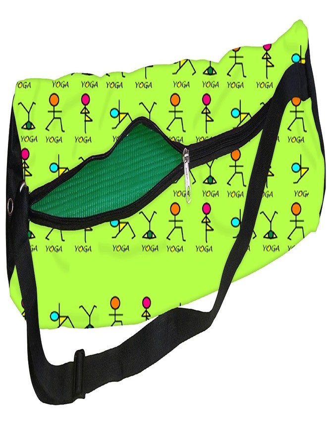 orgner Active Elements New Poly Canvas Yoga Mat Bag/Cover. Easy Fit up to 4 mm Thick Yoga Mat. Print Design : Icon Yoga Posture asana- dharana, pranayama, pratyahara, samadhi, yama etc - Image 1