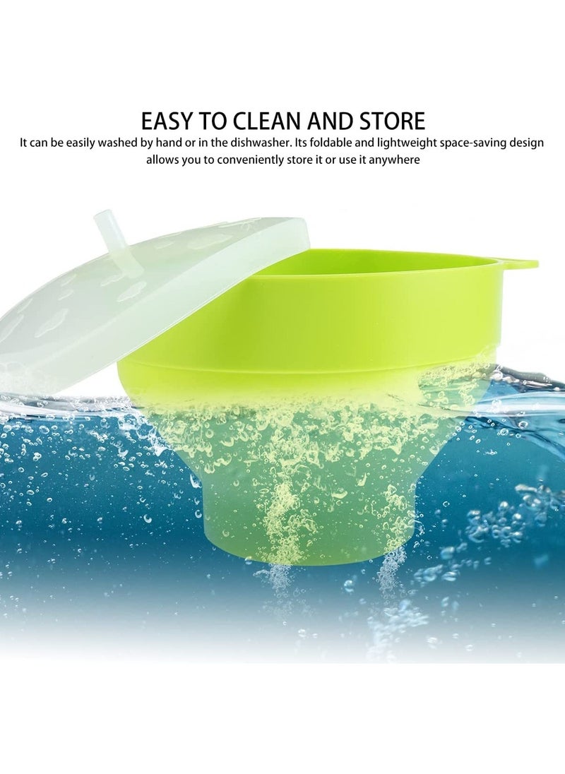 sokany - Microwave Silicone Popcorn Maker, Popcorn Popper with Lid and Handles, Big Size Collapsible Bowl, BPA Free Dishwasher, Safe and High Temperature, Resistance for Home, Party, Movie (Green) - Image 1