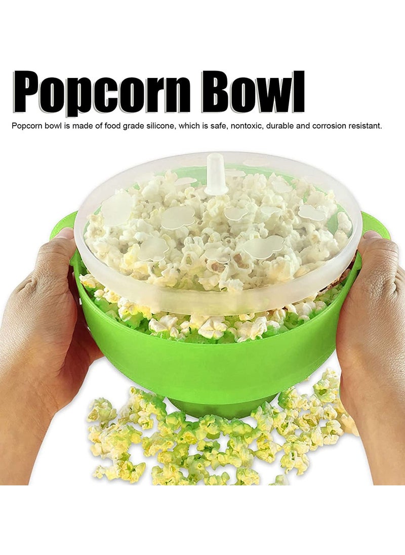 sokany - Microwave Silicone Popcorn Maker, Popcorn Popper with Lid and Handles, Big Size Collapsible Bowl, BPA Free Dishwasher, Safe and High Temperature, Resistance for Home, Party, Movie (Green) - Image 1
