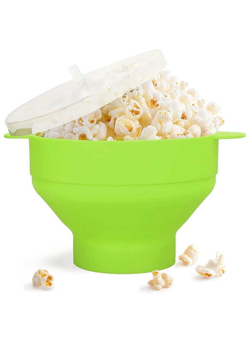 sokany Microwave Silicone Popcorn Maker, Popcorn Popper with Lid and Handles, Big Size Collapsible Bowl, BPA Free Dishwasher, Safe and High Temperature, Resistance for Home, Party, Movie (Green)  - Image 1