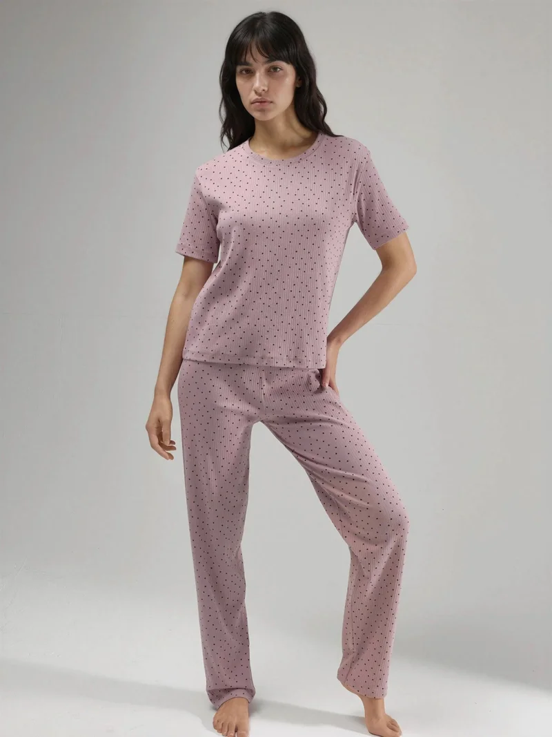Hiccup Lilac Purple 100% Cotton Short Sleeve Pajama Set Ellie Collection for Women | Best Price UAE
