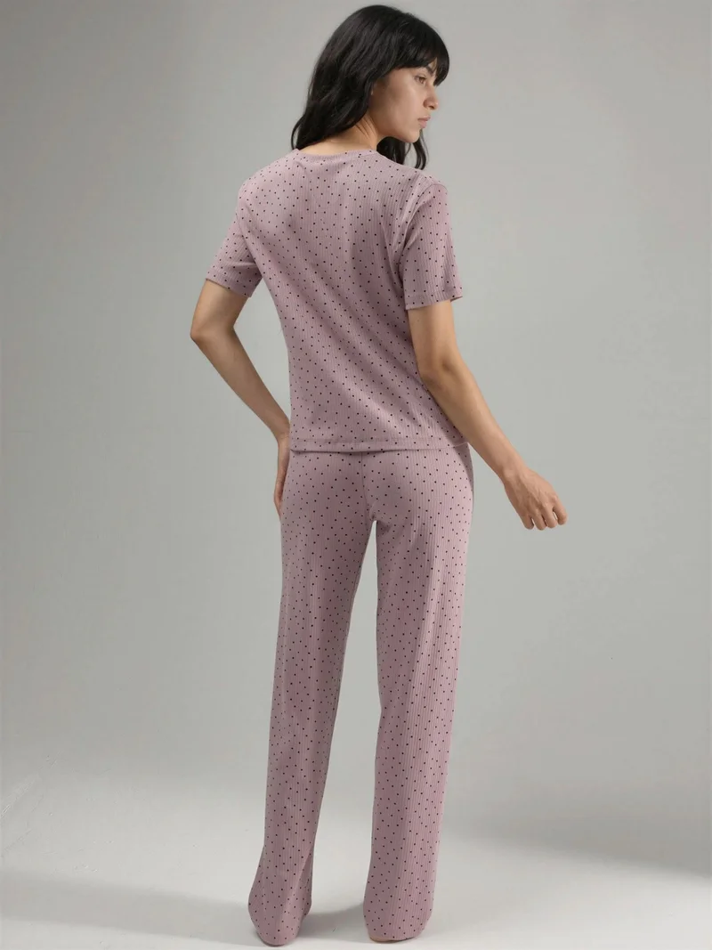 Hiccup Lilac Purple 100% Cotton Short Sleeve Pajama Set Ellie Collection for Women | Best Price UAE