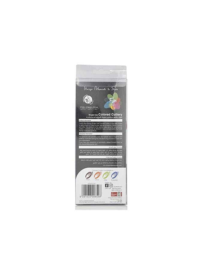 Raxoom Colored cutlery set of 3| Knife, Fork and Spoon set Disposable Tableware | Plum/Purple Color (pack of 18) Fun Single Use Colored Cutlery Set Purple - 18 pieces - Image 2