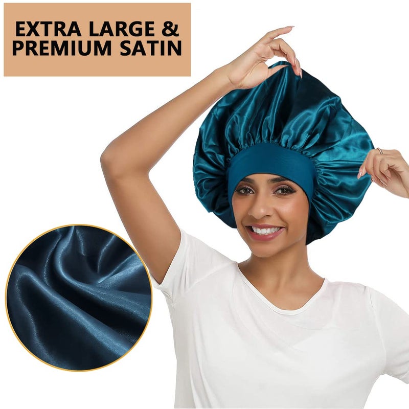 Heniho 3PCS Extra Large Satin shower caps - Image 2