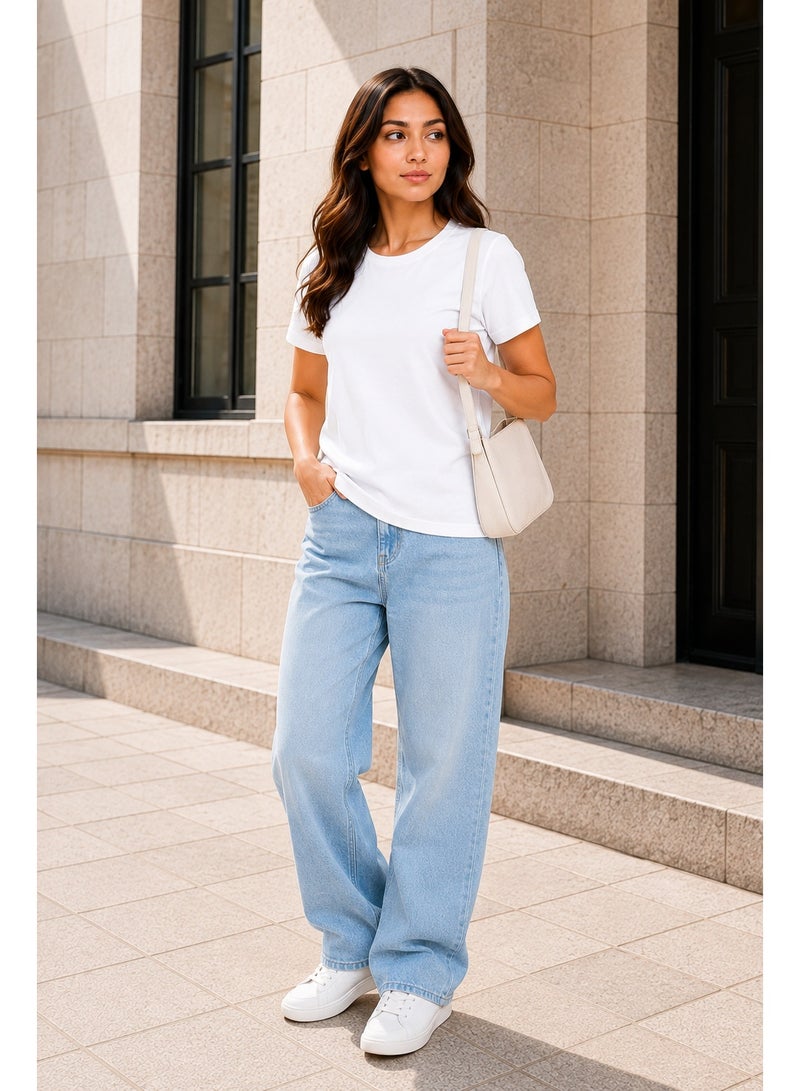 RSO Outfits Regular Fit Solid Cotton Half Sleeves Round Neck Women's T-Shirt White - Image 1