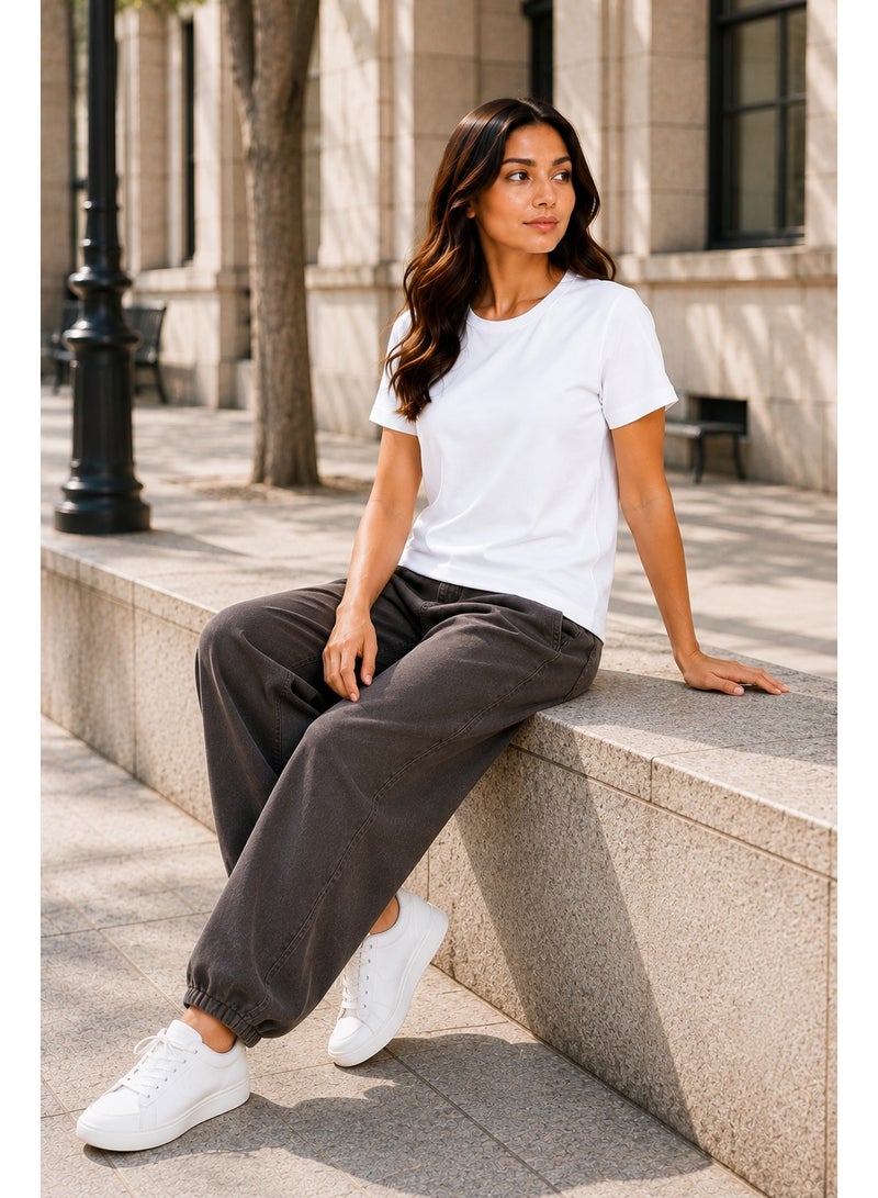 RSO Outfits Regular Fit Solid Cotton Half Sleeves Round Neck Women's T-Shirt White - Image 4
