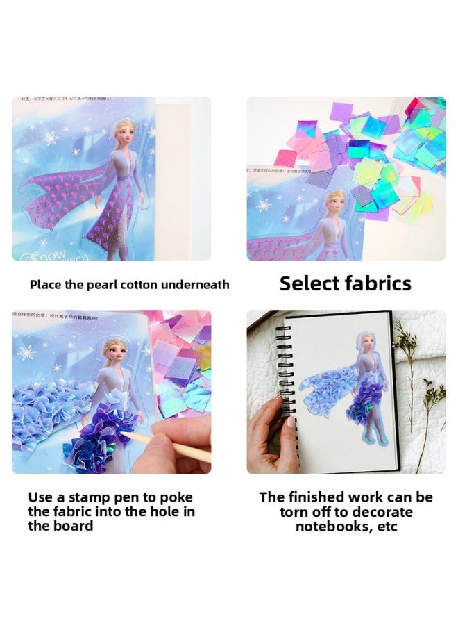 Generic - Disney Hand-painted Stamp Painting Children's Handmade Diy Ice Princess Dress-up Stickers Girl Paste Toys Wholesale-Color:Disney Princess - Image 1