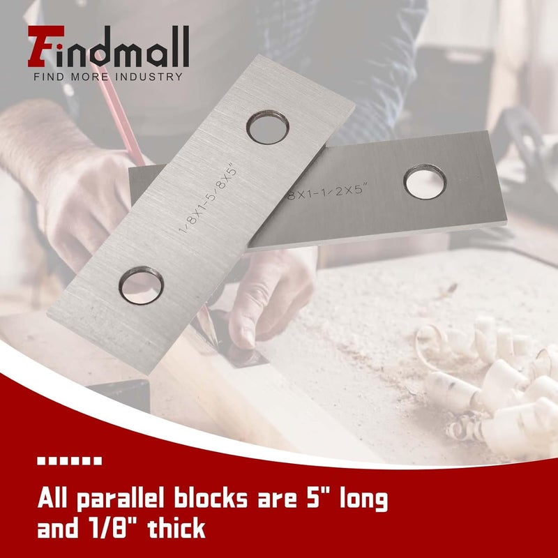 findmall 10 Pair 1/8 x 5 Accuracy Parallel Block Set 0.0002 Hardened Gage Gauge Tool Set - Image 3