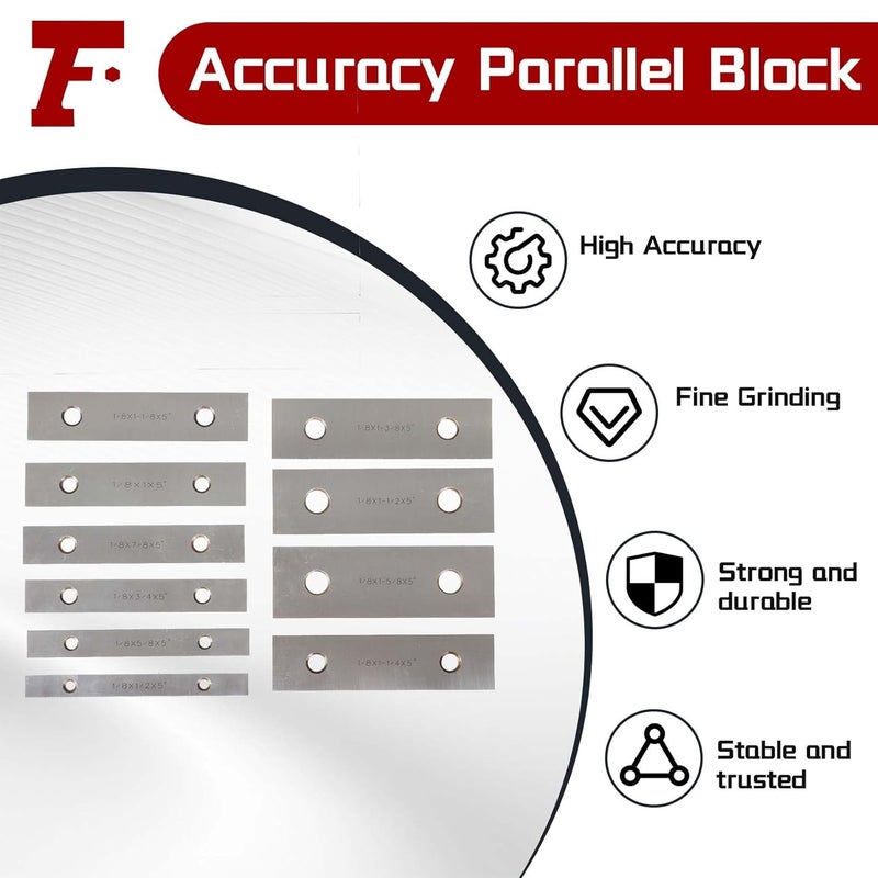 findmall 10 Pair 1/8 x 5 Accuracy Parallel Block Set 0.0002 Hardened Gage Gauge Tool Set - Image 5