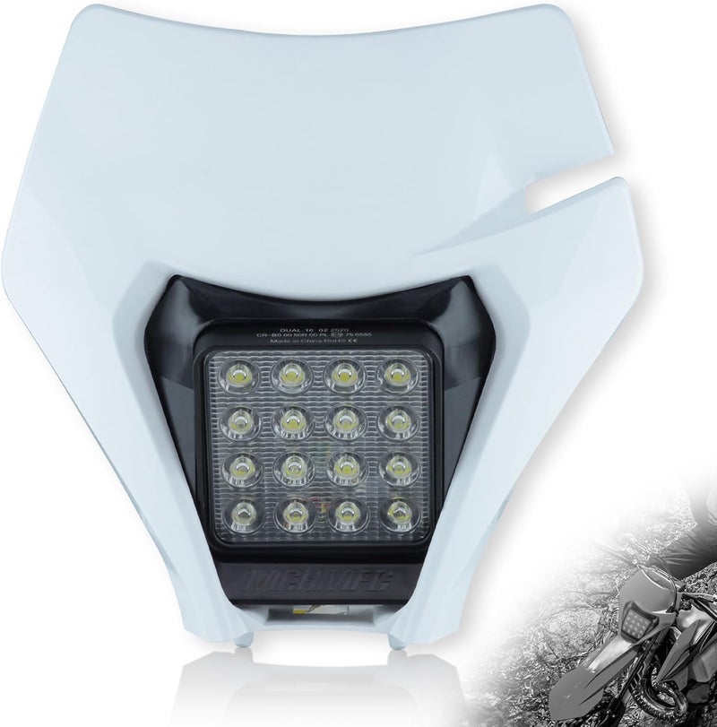 MCHMFG LED Dirt Bike Headlight Kit - Universal Fit for Most Dirt Pit Bikes - White - Image 1