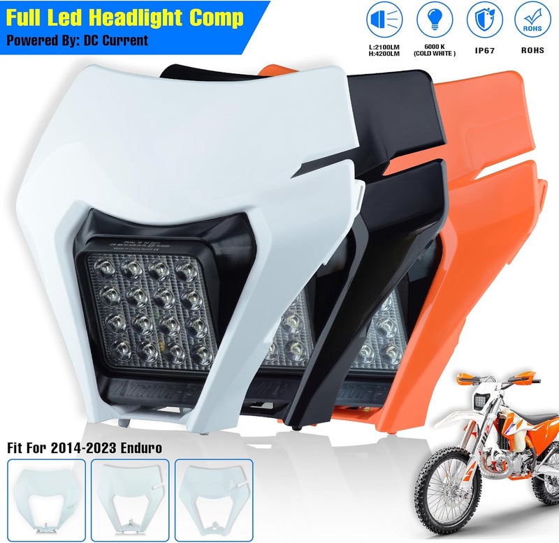 MCHMFG LED Dirt Bike Headlight Kit - Universal Fit for Most Dirt Pit Bikes - White - Image 2