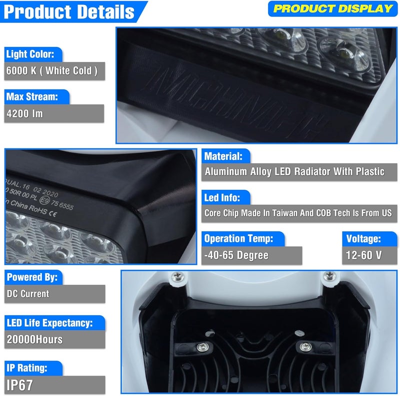 MCHMFG LED Dirt Bike Headlight Kit - Universal Fit for Most Dirt Pit Bikes - White - Image 4