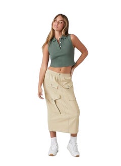 FOREVER 21 Zip-Front Cargo Midi Skirt  - Image 1
