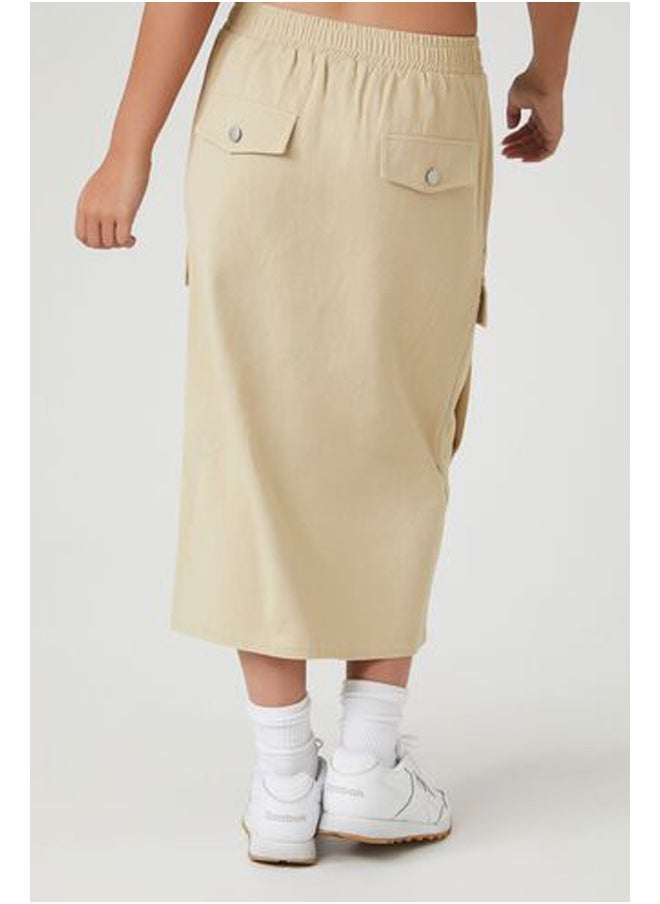 FOREVER 21 تنورة كارجو ميدي بسحاب أمامي  - Image 4