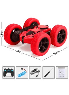 GRAFLO Remote Control Car Double Sided 360°Rotating 4WD RC Cars with Headlights 2.4GHz Electric Race Stunt Toy Car Off-Road Stunt Car Rechargeable Toy Cars for Boys (RED)  - Image 4