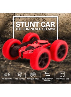 GRAFLO Remote Control Car Double Sided 360°Rotating 4WD RC Cars with Headlights 2.4GHz Electric Race Stunt Toy Car Off-Road Stunt Car Rechargeable Toy Cars for Boys (RED)  - Image 3