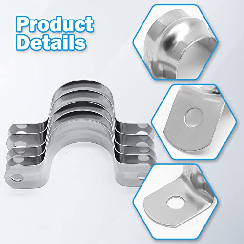 Uenhoy 50 Pcs 1-1/4" Stainless Steel Rigid Pipe Strap Clamps, M32 Two Hole Strap U Bracket Pipe Clamps Heavy Duty Conduit Clamps U-Shape Clamps for Conduit and Cables - Image 4