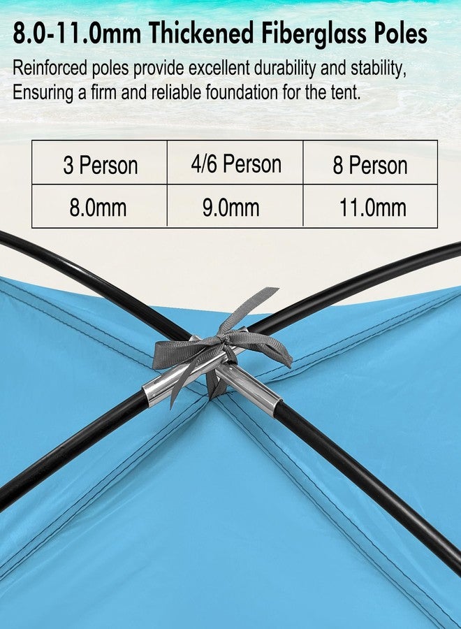 WhiteFang Beach Tent Anti-UV Portable Sun Shade Shelter for 3 Person, Extendable Floor with 3 Ventilating Mesh Windows Plus Carrying Bag, Stakes and Guy Lines (Blue) - Image 2