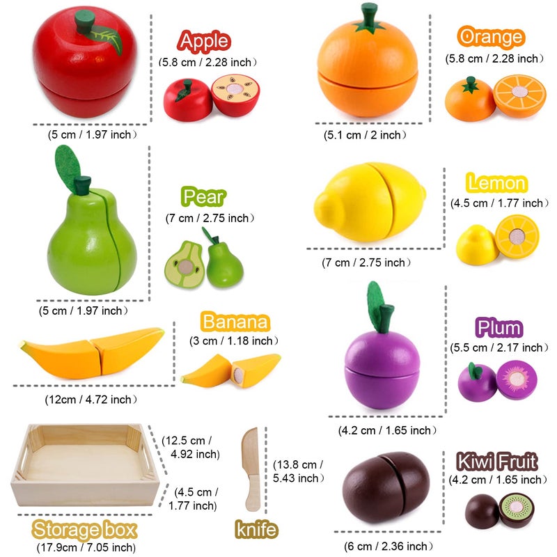 Airlab Wooden Play Food for Kids Kitchen Cutting Fruits Toys for Toddlers Pretend Vegetables Gift for Boys Girls Educational Toys - Image 2