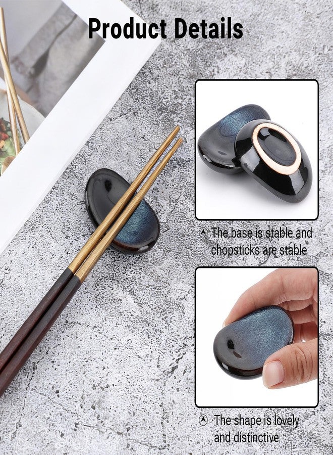 Gabrella 8 Pcs Ceramic Chopstick Holder, Japanese Chopstick Rest, Starry Blue Spoon Fork Stand Holder - Image 3