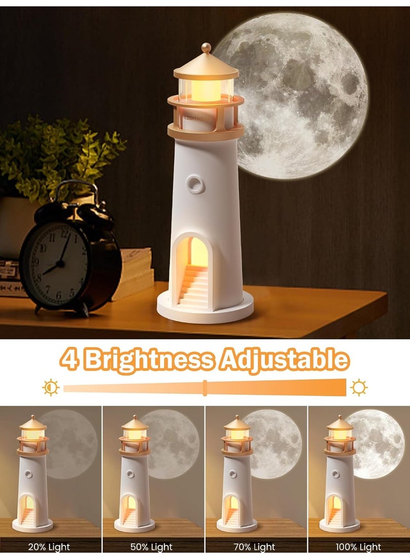 Kimaya Moon Lighthouse Projector Night Light With Remote Control - Rechargeable LED Galaxy Projector Table Lamp, Ambience Mood Lighting For Kids Bedroom, Nursery Decor, Birthday & Christmas Gift - Image 5