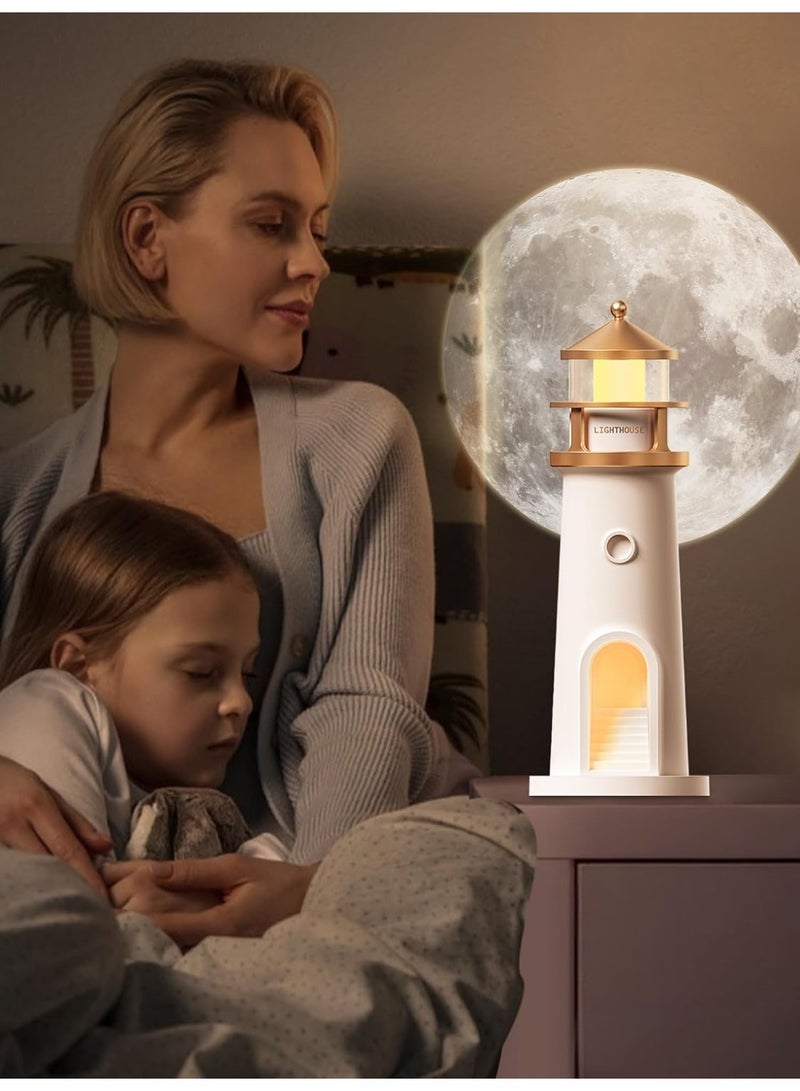 Kimaya Moon Lighthouse Projector Night Light With Remote Control - Rechargeable LED Galaxy Projector Table Lamp, Ambience Mood Lighting For Kids Bedroom, Nursery Decor, Birthday & Christmas Gift - Image 3