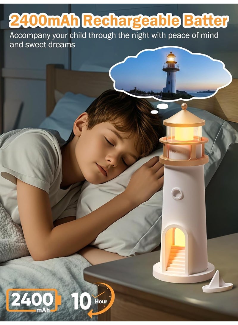 Kimaya Moon Lighthouse Projector Night Light With Remote Control - Rechargeable LED Galaxy Projector Table Lamp, Ambience Mood Lighting For Kids Bedroom, Nursery Decor, Birthday & Christmas Gift - Image 2