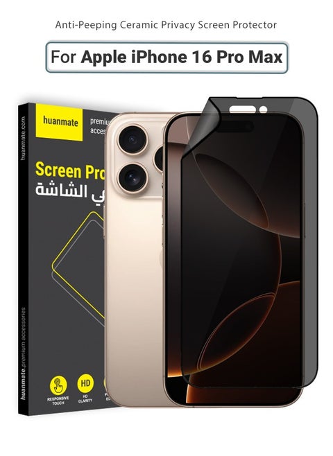 Apple iPhone 16 Pro Max Privacy Screen Protector – Flexible Privacy Nano Ceramic, Anti-Peeping, Edge-to-Edge Coverage, High Transparency, Delicate Touch, Easy Installation