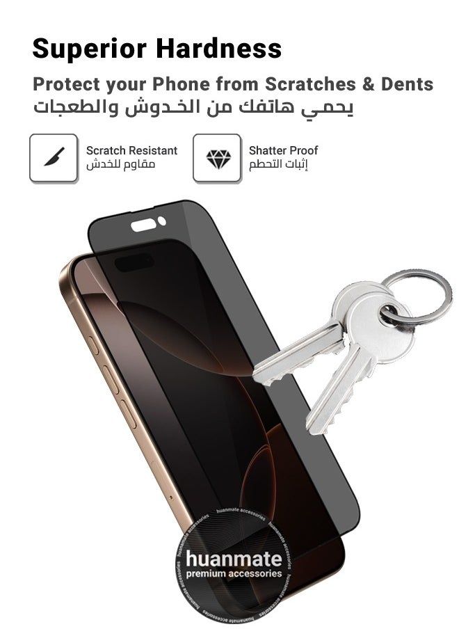 huanmate - Apple iPhone 16 Pro Max Privacy Screen Protector – Flexible Privacy Nano Ceramic, Anti-Peeping, Edge-to-Edge Coverage, High Transparency, Delicate Touch, Easy Installation - Image 1