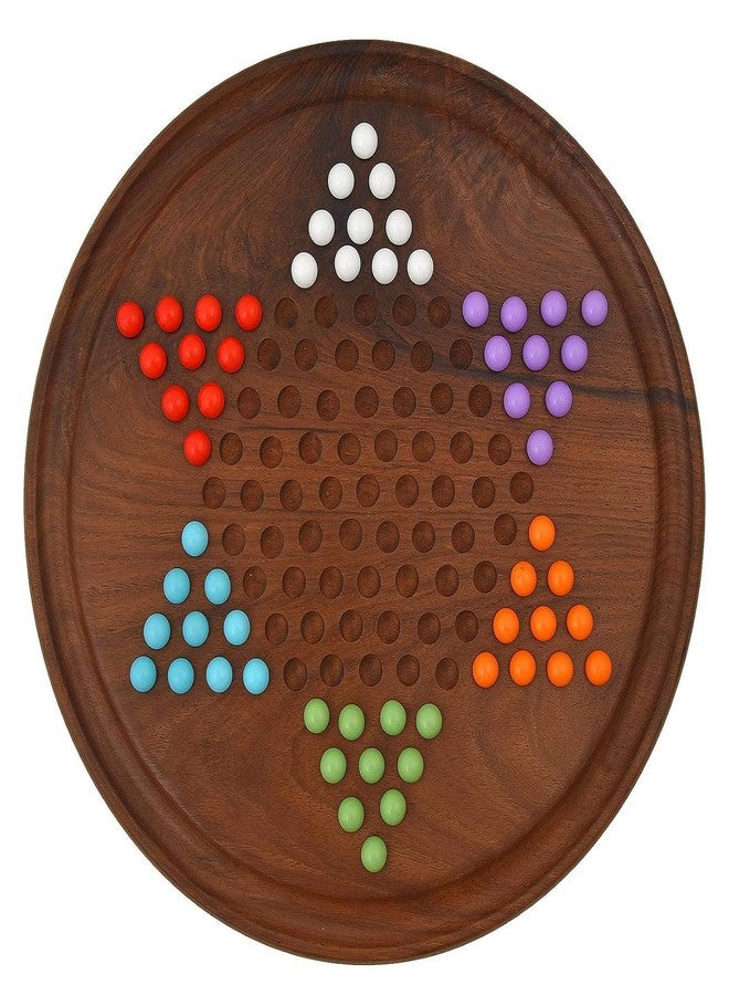 Toolart 6 Years and Up Fine Craft India Chinese Checkers Game Set with 12-Inch Wooden Board and Traditional Pegs - Image 1