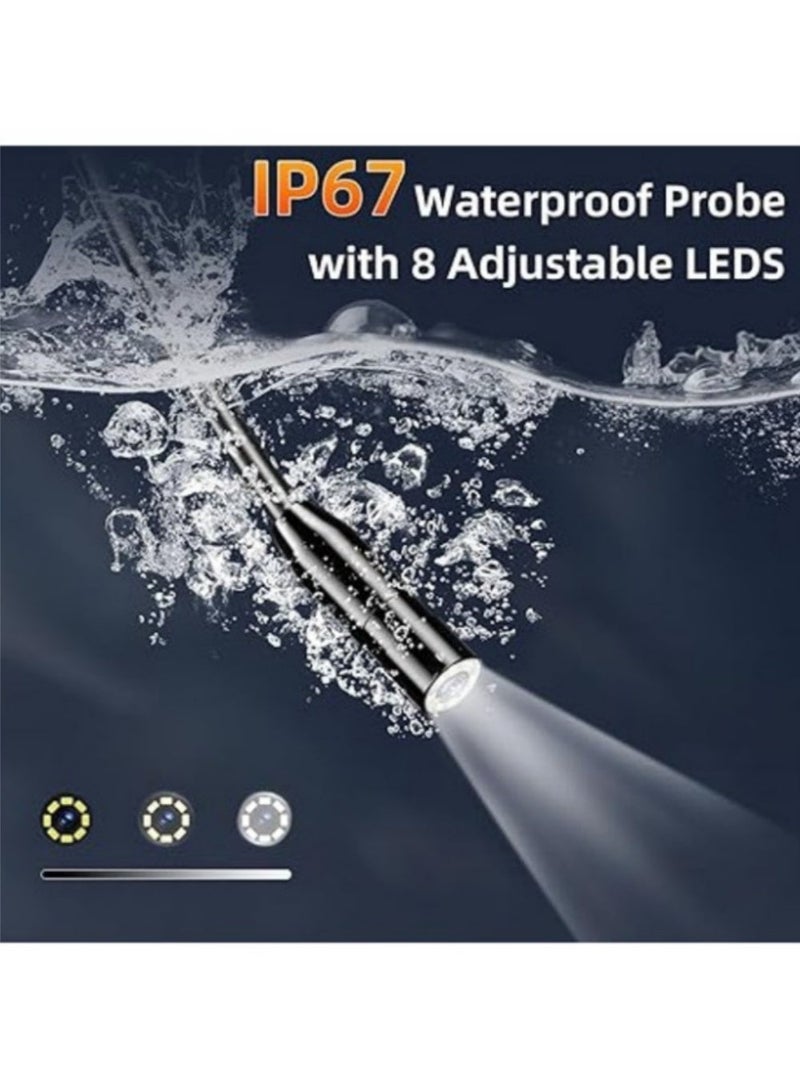 excitat Endoscope Camera with Light-with 4.3" 1080P HD Screen with 8 Adjustable LED Lights,8mm Borescope Inspection Camera with Light with 10m  Semi-Rigid Snake Camera IP67 Waterproof, USB Rechargeable Inspection Camera Compatible for for Pipe, Sewer, Automotive and Home Maintenance, Industrial Scope Camera for Home and Professional Use – Black - Image 5