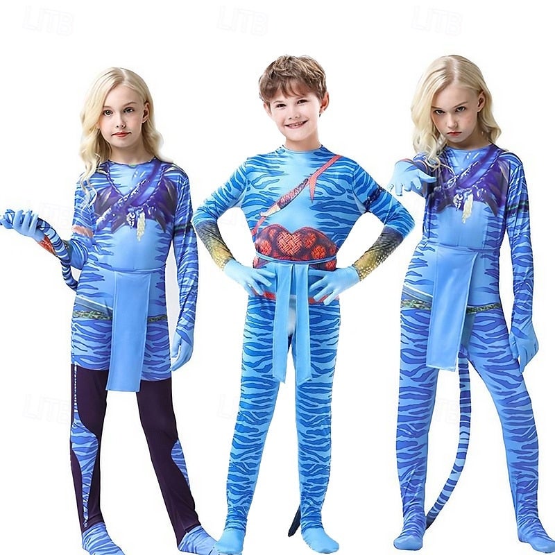 Y&D Neytiri Jake Sully Zentai Suits Cosplay Costume Boys' Girls' Kids Halloween Carnival - Image 2