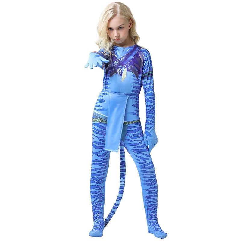 Y&D Neytiri Jake Sully Zentai Suits Cosplay Costume Boys' Girls' Kids Halloween Carnival - Image 4