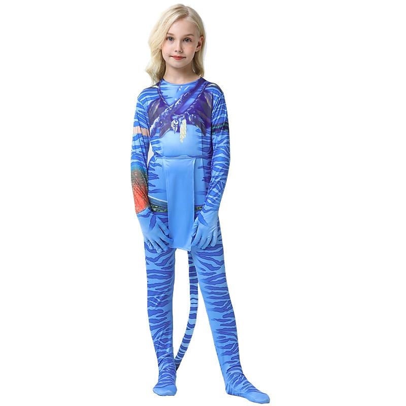 Y&D Neytiri Jake Sully Zentai Suits Cosplay Costume Boys' Girls' Kids Halloween Carnival - Image 3