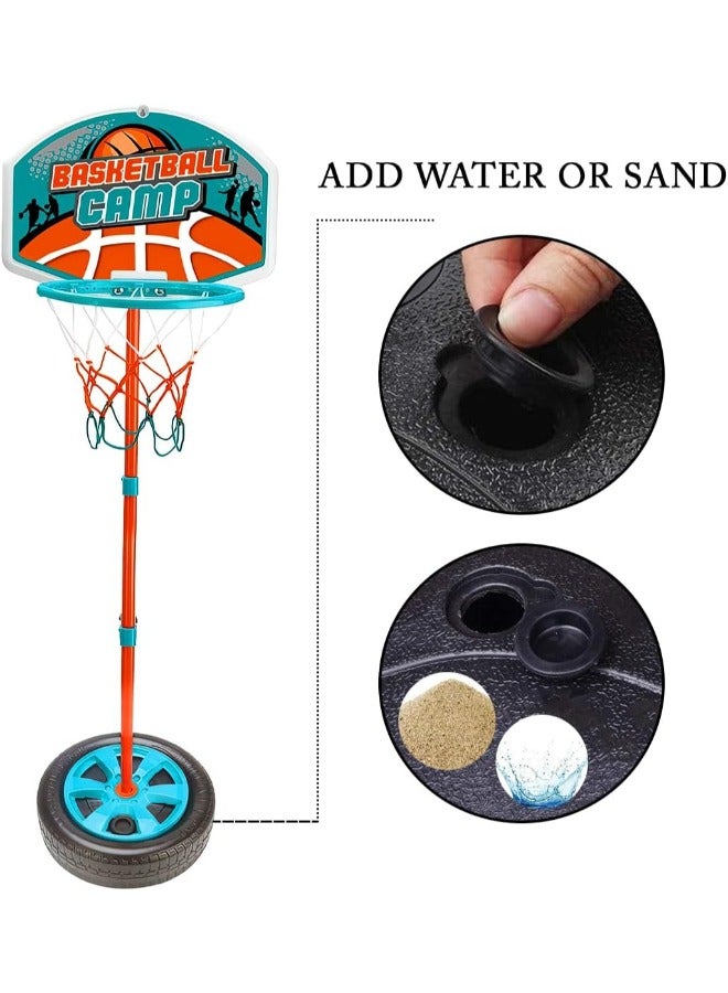 TOY GARDEN Adjustable Basketball Hoop Set with Ball and Pump Portable Sports Hoop with Height Adjustable Stand and Large Base for Indoor Outdoor Play for Kids and Beginners Court Practice Game - Image 4