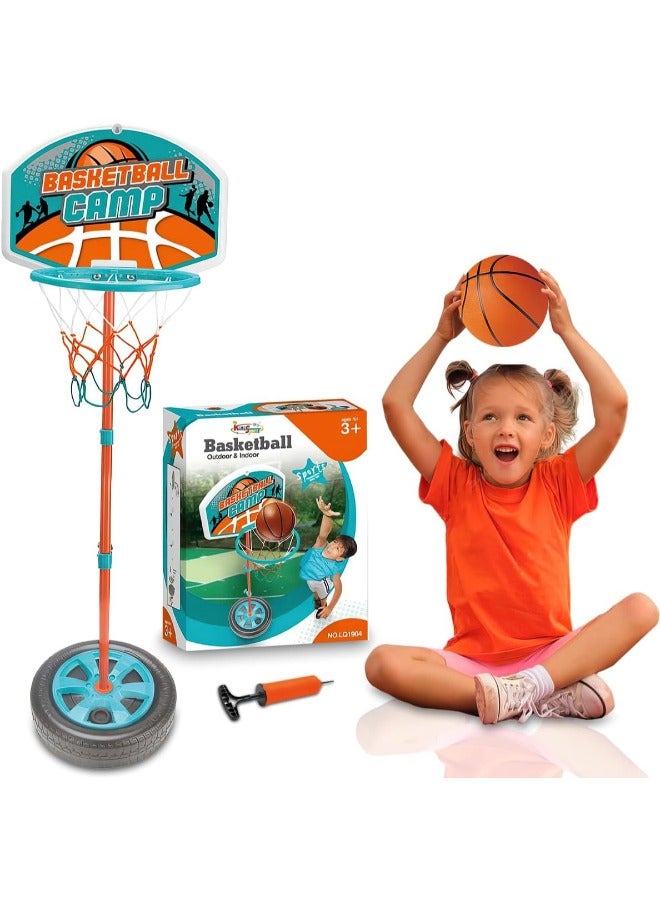 TOY GARDEN Adjustable Basketball Hoop Set with Ball and Pump Portable Sports Hoop with Height Adjustable Stand and Large Base for Indoor Outdoor Play for Kids and Beginners Court Practice Game - Image 1