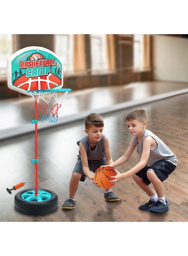 TOY GARDEN Adjustable Basketball Hoop Set with Ball and Pump Portable Sports Hoop with Height Adjustable Stand and Large Base for Indoor Outdoor Play for Kids and Beginners Court Practice Game - Image 2