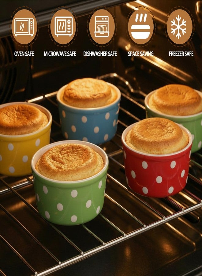 Teecyhooo 6 Pack 6 oz Colorful Ice Cream Ceramic Bowls Ceramic Ramekins Oven Safe Small Dessert Cups Porcelain Baking Cups Single Mini Bowls for Personal Pudding Souffle Serving Dip - Image 4