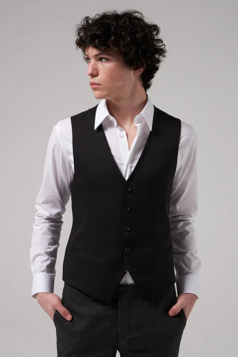 D'S DAMAT Slim Fit Anthracite Dobby Mono Collar Single Slit Lined Suit Combined 8HFY5ORTKMBN1