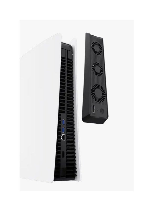 XiuWoo - Playstation 5 Cooling Fan with LED light and USB port, Strong and Silent Exhaust with 3 Fans for PS5 Disc and Digital Edition, Self-Starting and Quiet Mode - Image 1