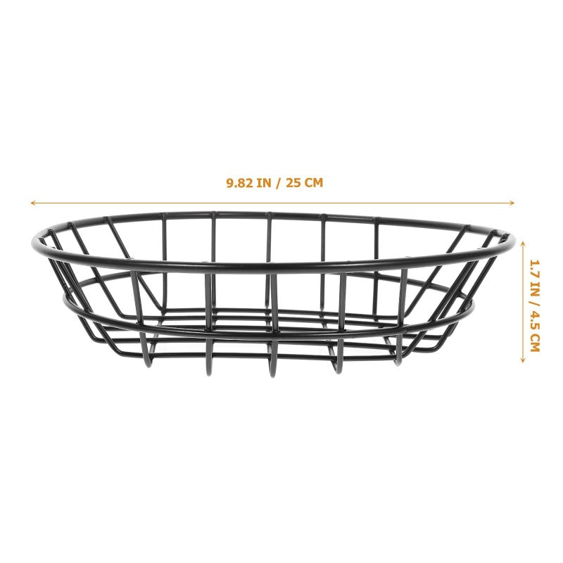 Black Round Wire Snack Serving Basket Set Large and Small for Fries Food Popcorn - Image 3