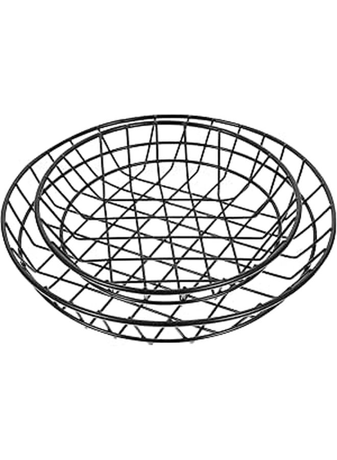 Black Round Wire Snack Serving Basket Set Large and Small for Fries Food Popcorn - Image 1