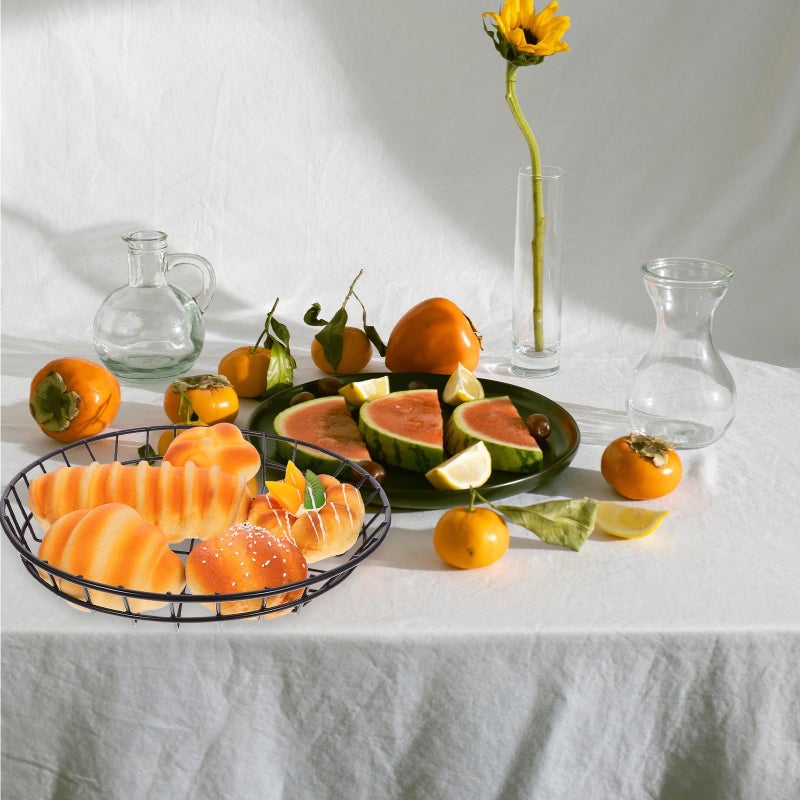 Black Round Wire Snack Serving Basket Set Large and Small for Fries Food Popcorn - Image 5