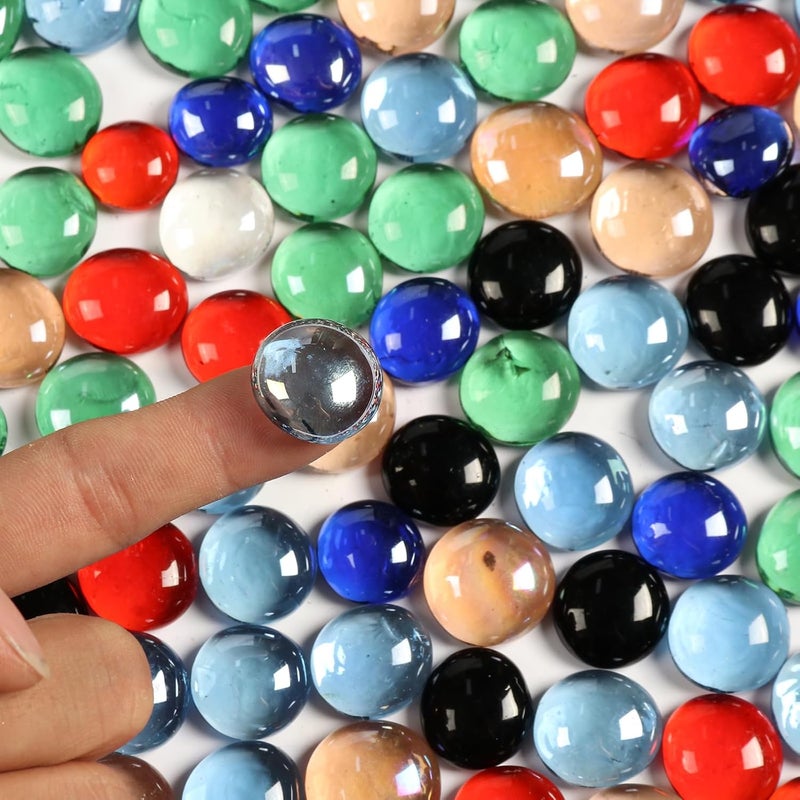 MBKHFLL Glass Marbles, Mini Flat Glass Beads~100 PCS for Vase Fillers, Floral Bottom Mancala Gems Pebbles Fish Tank Rocks for Table Aquarium,Home Decor Art Craft Supplies (Mixed Color, 0.5 LB) - Image 2