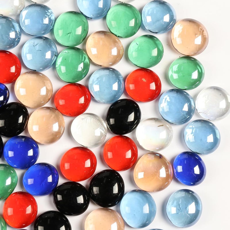 MBKHFLL Glass Marbles, Mini Flat Glass Beads~100 PCS for Vase Fillers, Floral Bottom Mancala Gems Pebbles Fish Tank Rocks for Table Aquarium,Home Decor Art Craft Supplies (Mixed Color, 0.5 LB) - Image 1