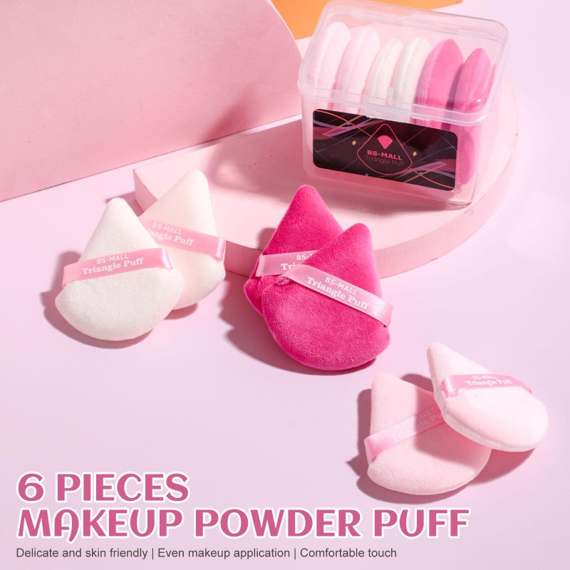 BS Mall BS-MALL BS-MALL Triangle Powder Puff Face Makeup Sponge Soft Triangle Powder Puffs for Loose Powder Body Powder Cosmetic Foundation Sponge Pack of 7 (A-Pink) - Image 4