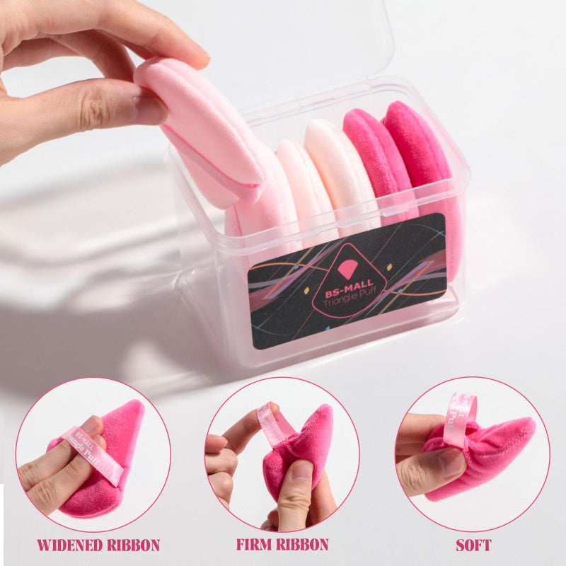 BS Mall BS-MALL BS-MALL Triangle Powder Puff Face Makeup Sponge Soft Triangle Powder Puffs for Loose Powder Body Powder Cosmetic Foundation Sponge Pack of 7 (A-Pink) - Image 5