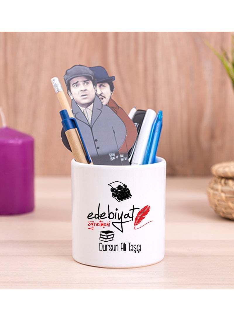Hediye Dükkanı Gift Shop Personalized Literature Teacher Ceramic Pencil Holder 