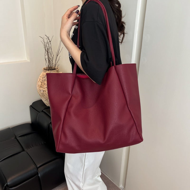 Large Capacity Women's Retro PU Tote Bag 2025 for Work Commute - Image 2
