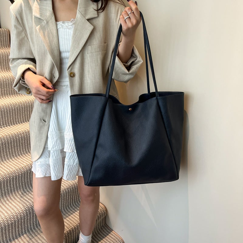 Large Capacity Women's Retro PU Tote Bag 2025 for Work Commute - Image 4